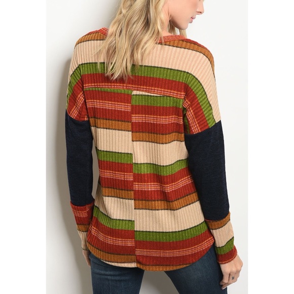 New Arrival Stripe Long Sleeve Top - Picture 2 of 2